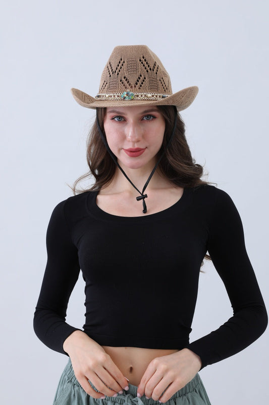 Turquoise Statement Cowboy Hat – Bold Cutout Artistry?????-Soul Flow Apparel