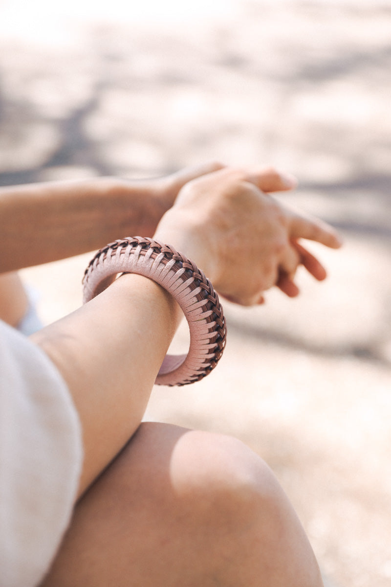 Braided Bamboo and Fabric Bangle-Soul Flow Apparel