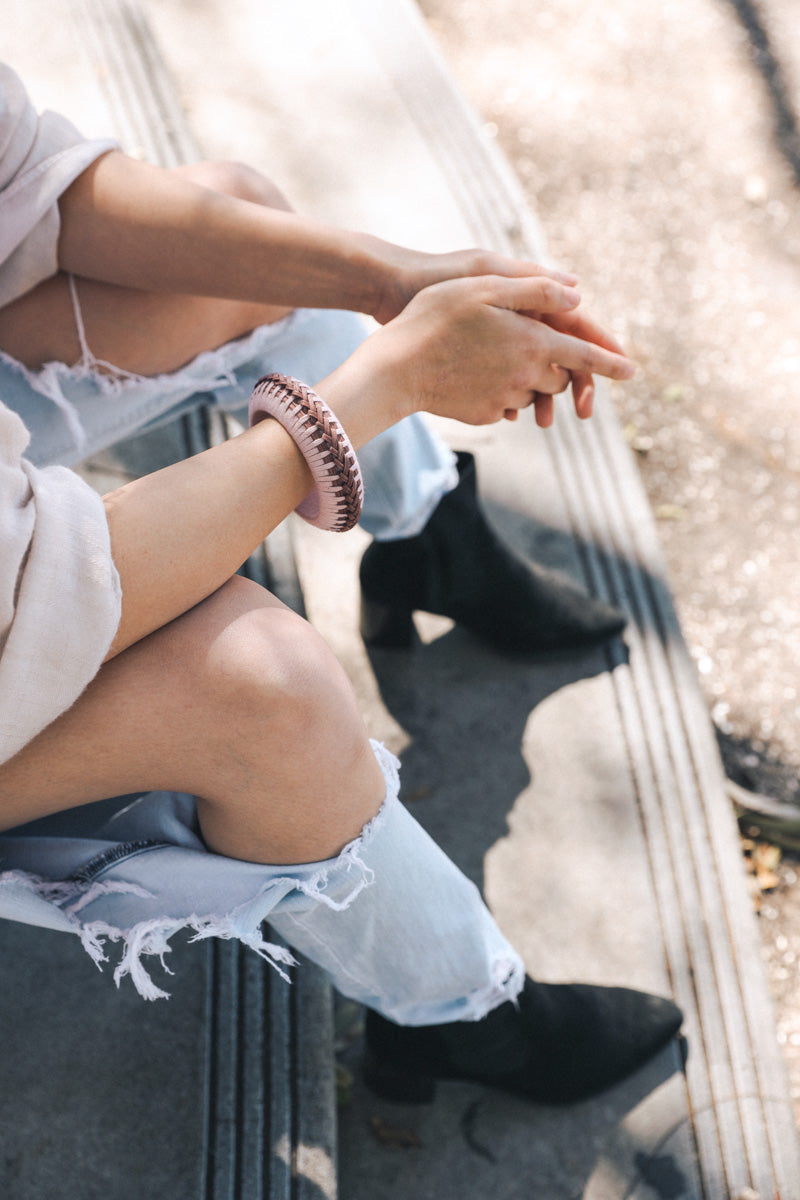 Braided Bamboo and Fabric Bangle-Soul Flow Apparel