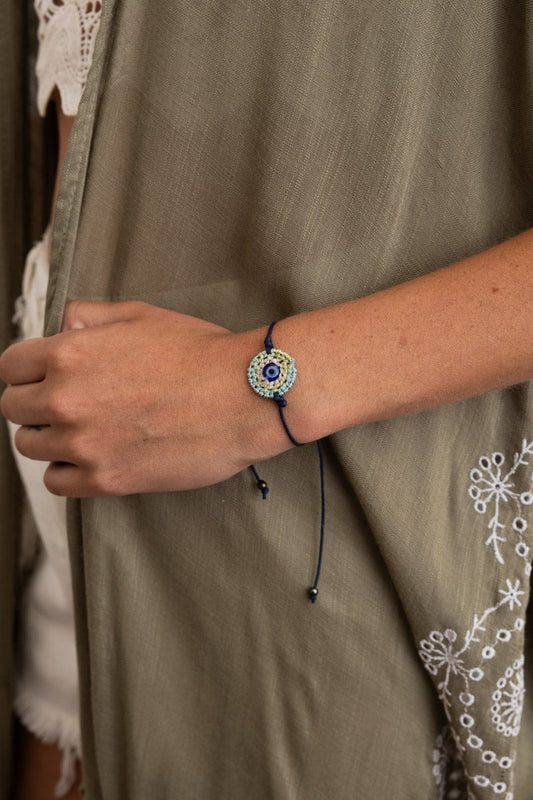 Boho Blue Eye Adjustable Cord Bracelet ????-Soul Flow Apparel