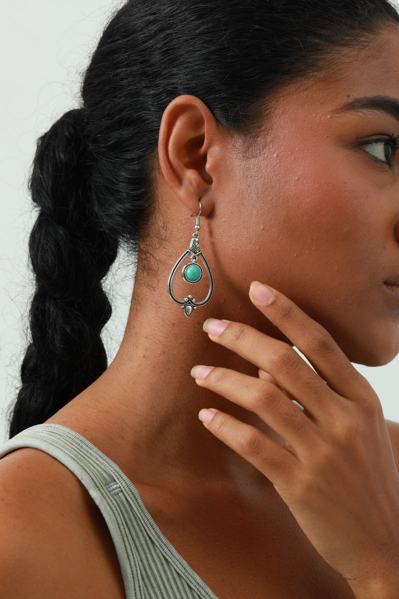 Boho Heart Earrings - Cutout Design & Turquoise Accentđź’™ Leto Collection