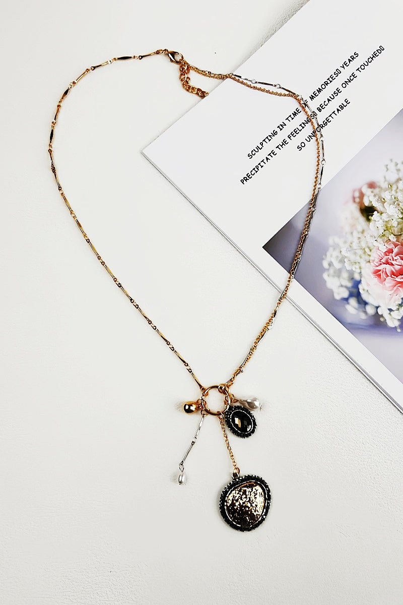 Multi-Pearl & Crystal Pendant Necklace β Layered Sparkle for Her π Leto Collection