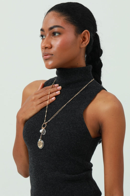 Multi-Pearl & Crystal Pendant Necklace – Layered Sparkle for Her