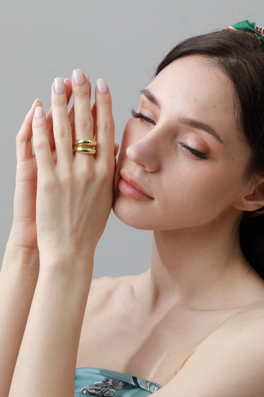 High-Shine Geometric Ring – Open-Ended Minimalist Statement ?????-Soul Flow Apparel