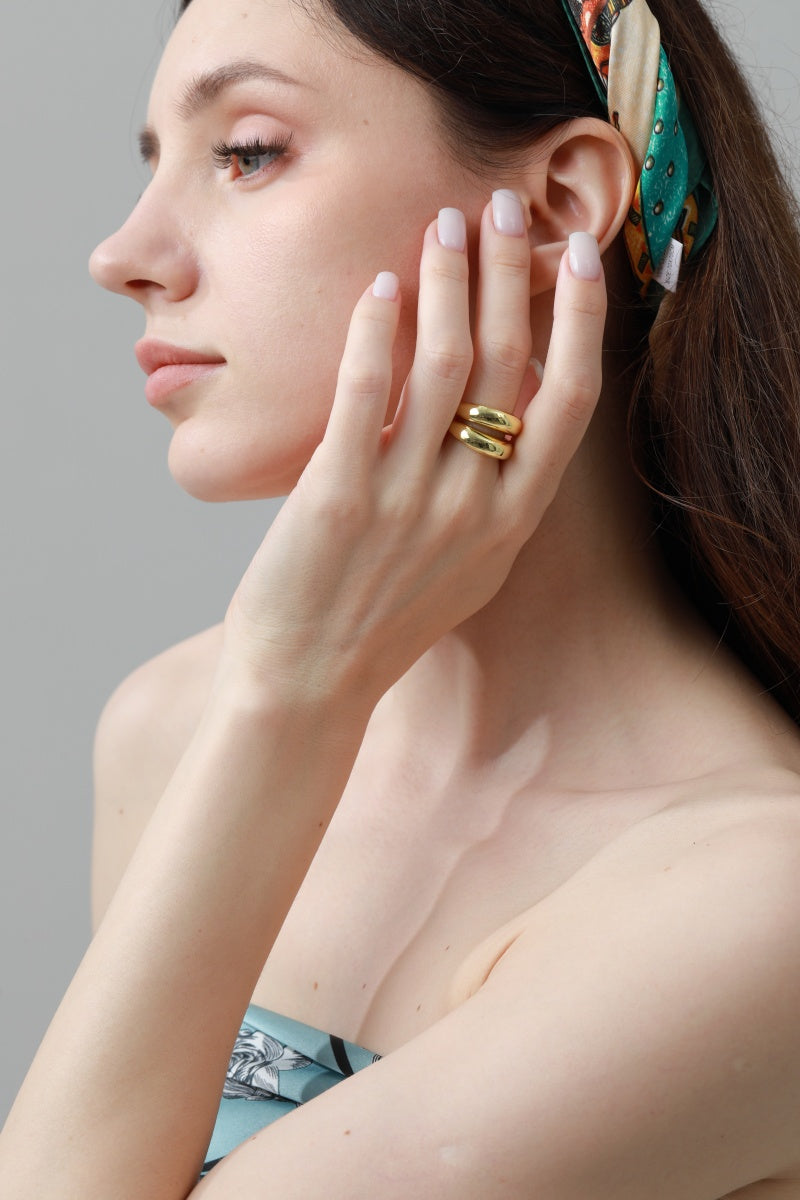 High-Shine Geometric Ring – Open-Ended Minimalist Statement ?????-Soul Flow Apparel