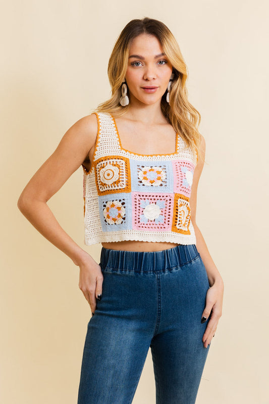 Vintage Bloom Crochet Crop Top-Soul Flow Apparel