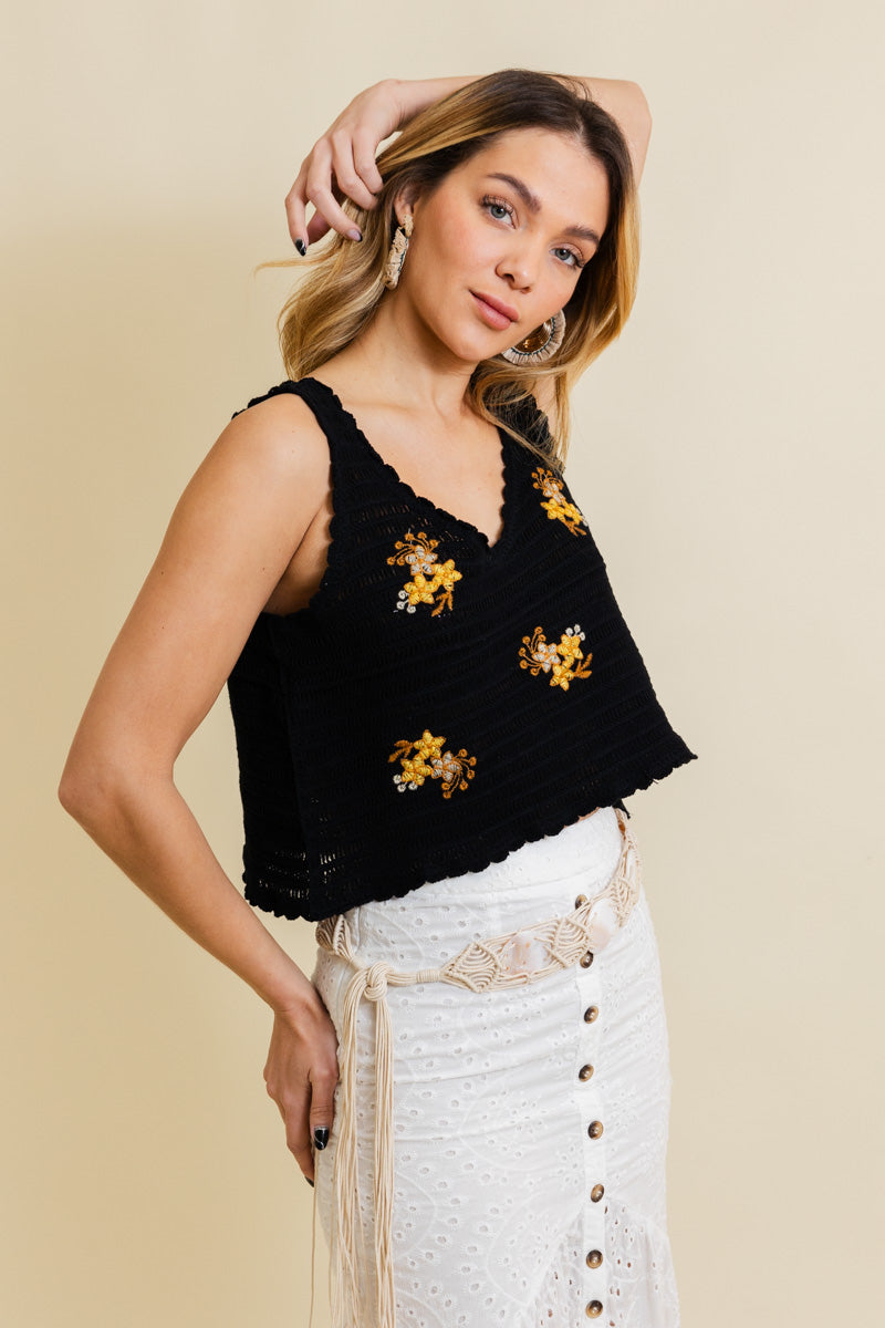 Soul Flow Apparel | Boho Serene Blooms Crochet Style Top