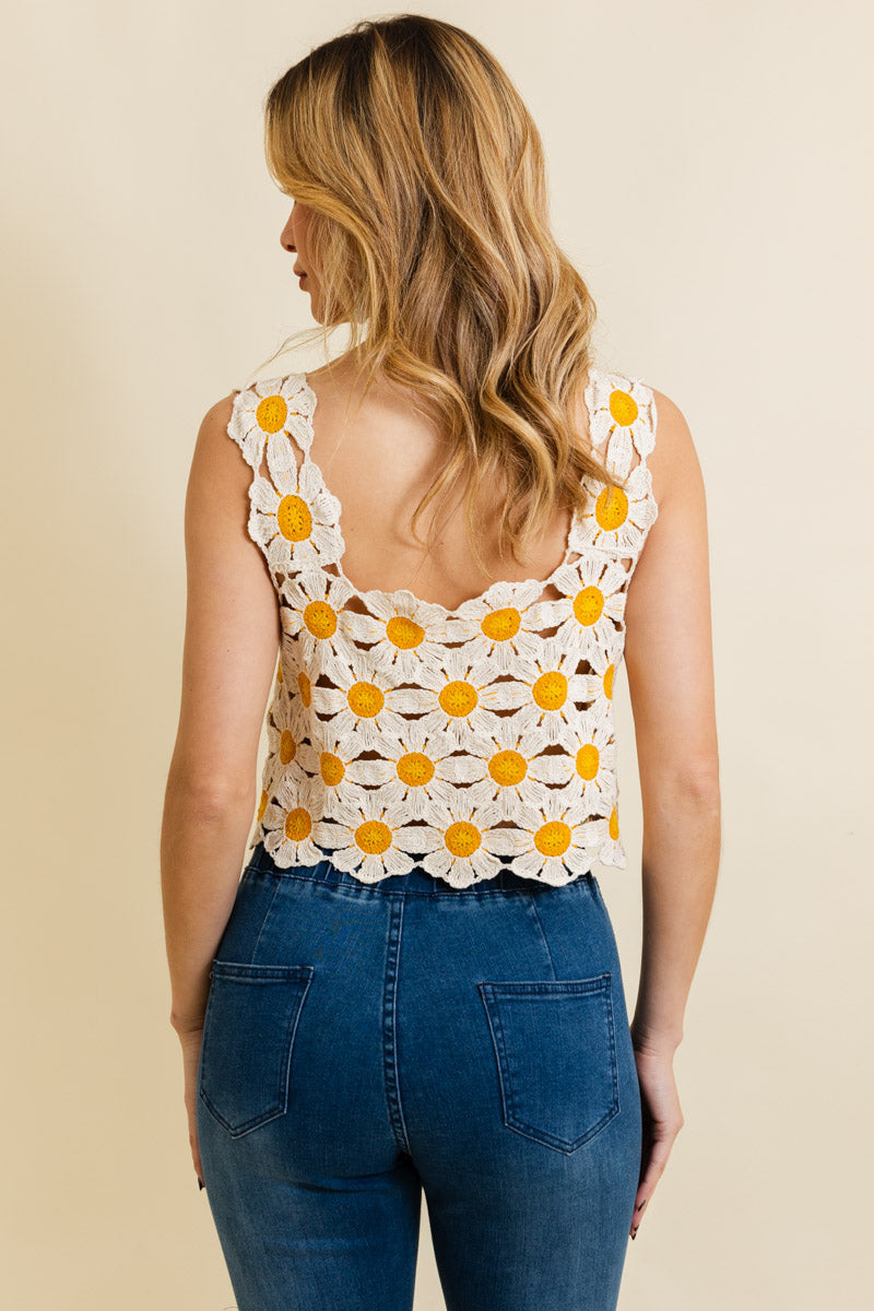 Soul Flow Apparel | Boho Spring Daisy Crochet Crop Top