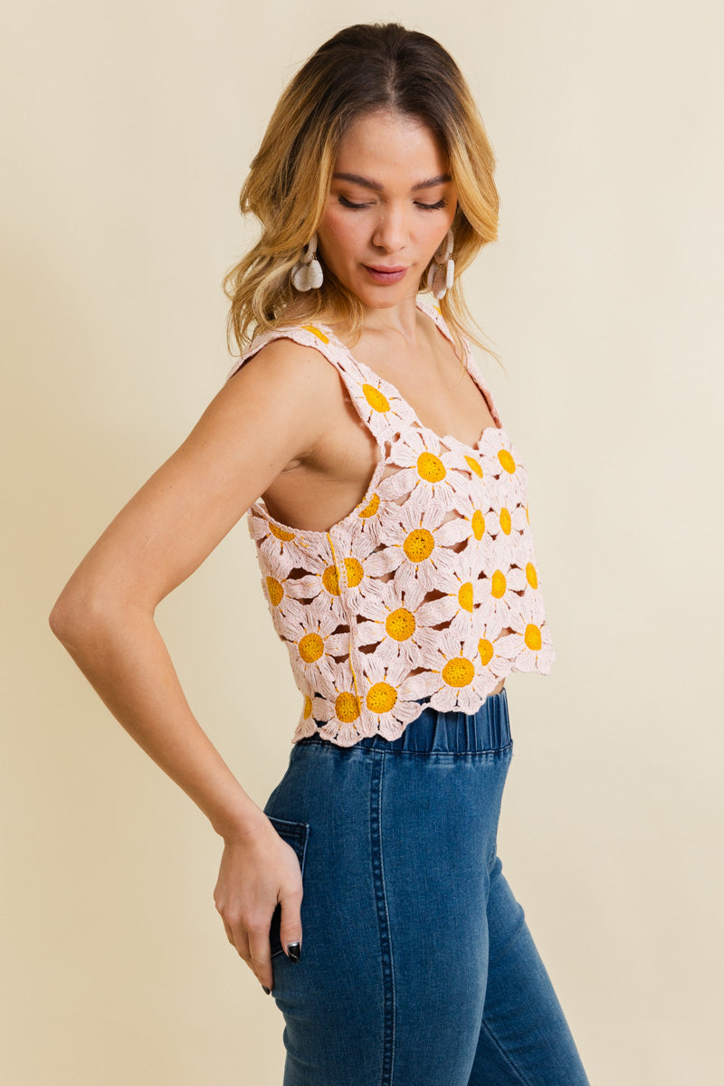 Spring Daisy Crochet Crop Top-Soul Flow Apparel