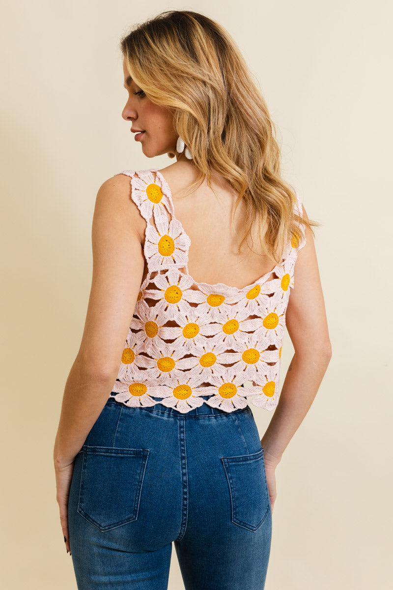 Soul Flow Apparel | Boho Spring Daisy Crochet Crop Top