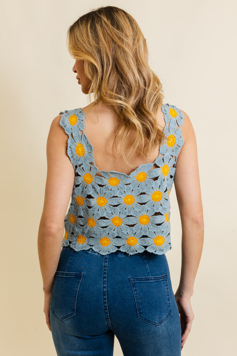 Soul Flow Apparel | Boho Spring Daisy Crochet Crop Top