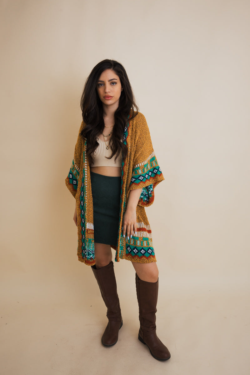 Kachina Style Tapestry Knit Ruana-Soul Flow Apparel
