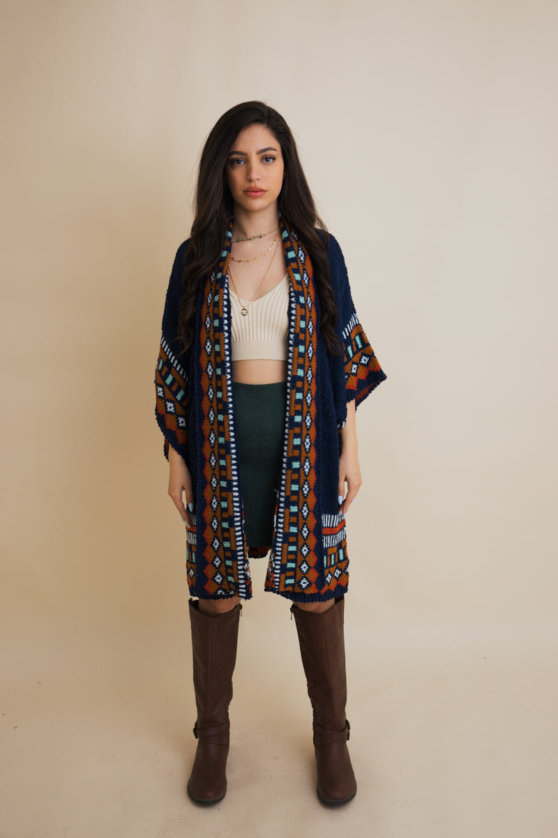 Kachina Style Tapestry Knit Ruana-Soul Flow Apparel