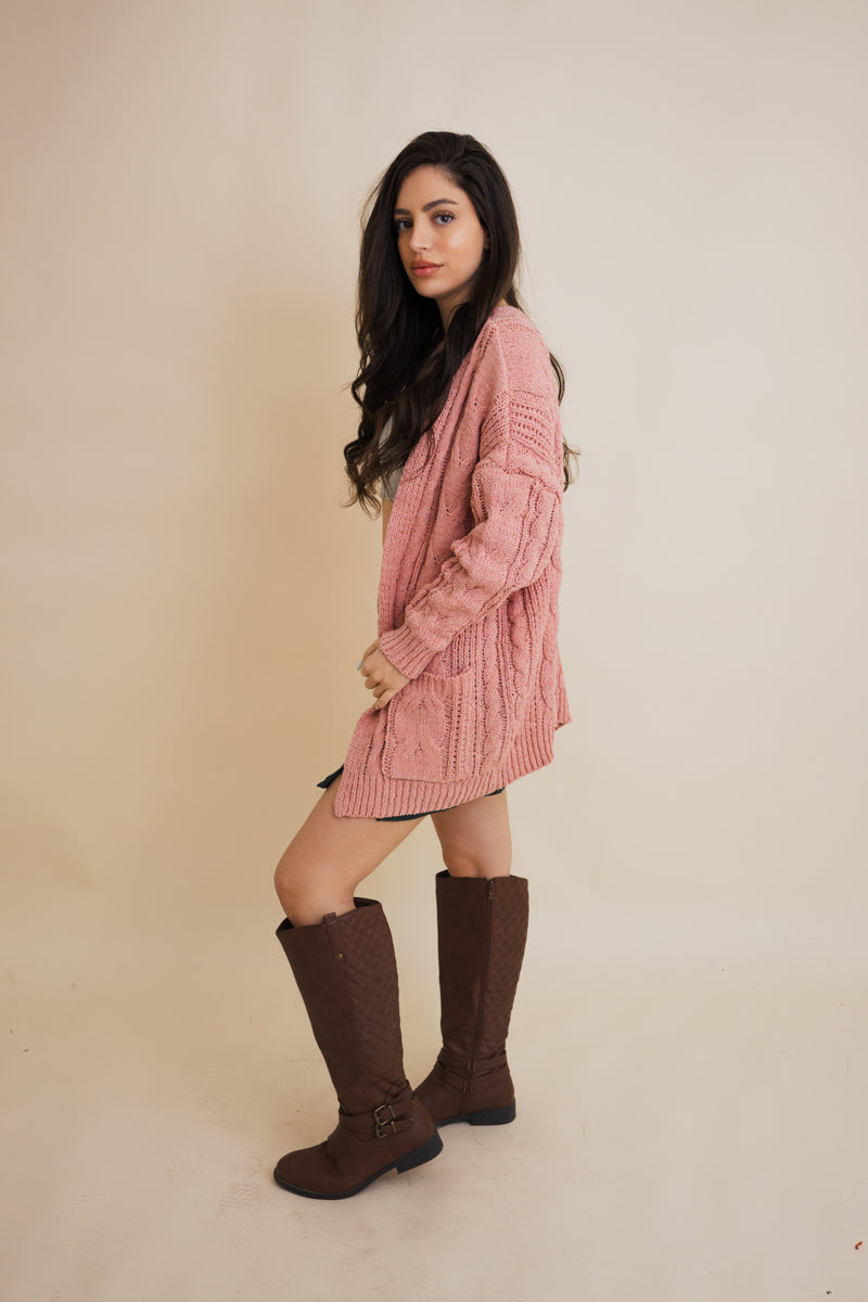 Classic Snuggle Comfort Cable Knit Cardigan-Soul Flow Apparel
