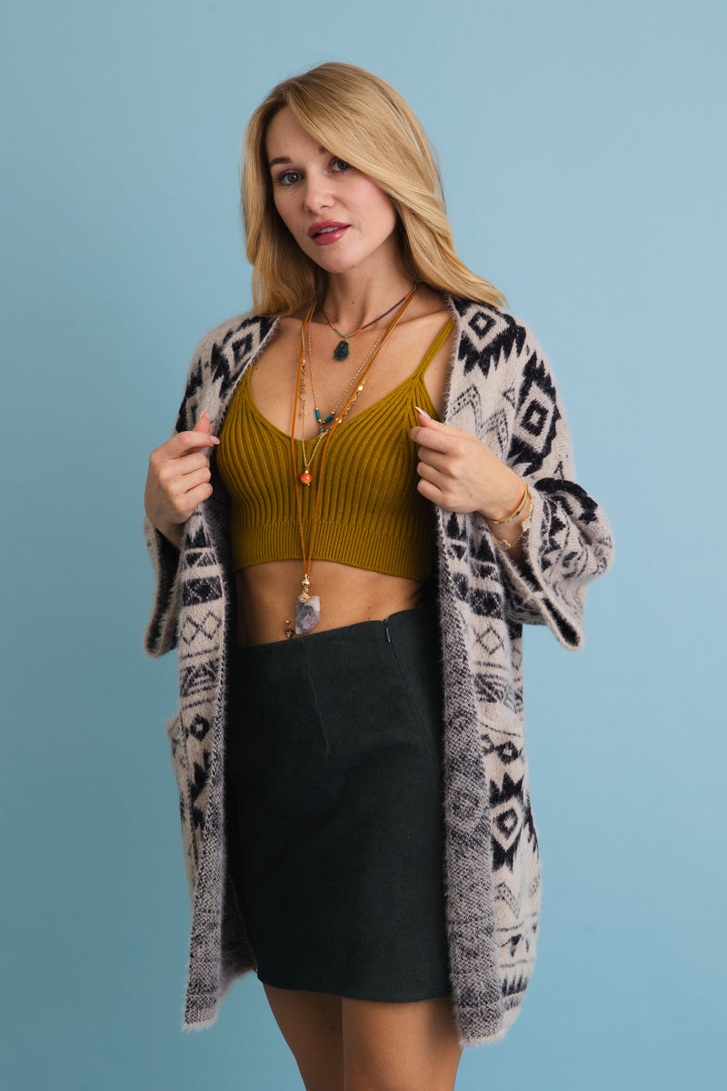 Aztec Soft Knit cardigan with Tribal Print - Western Vibe ????-Soul Flow Apparel
