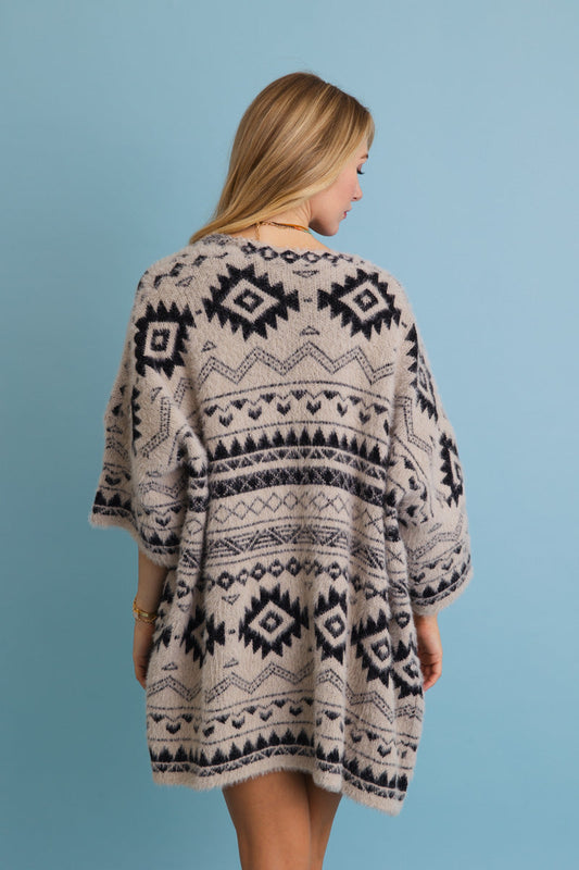 Aztec Soft Knit cardigan with Tribal Print - Western Vibe ????-Soul Flow Apparel