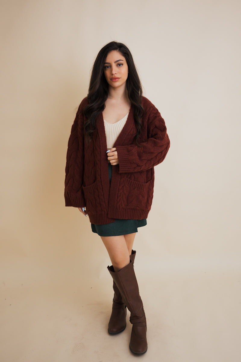 Dreamy Days Cable Knit Open Cardigan-Soul Flow Apparel
