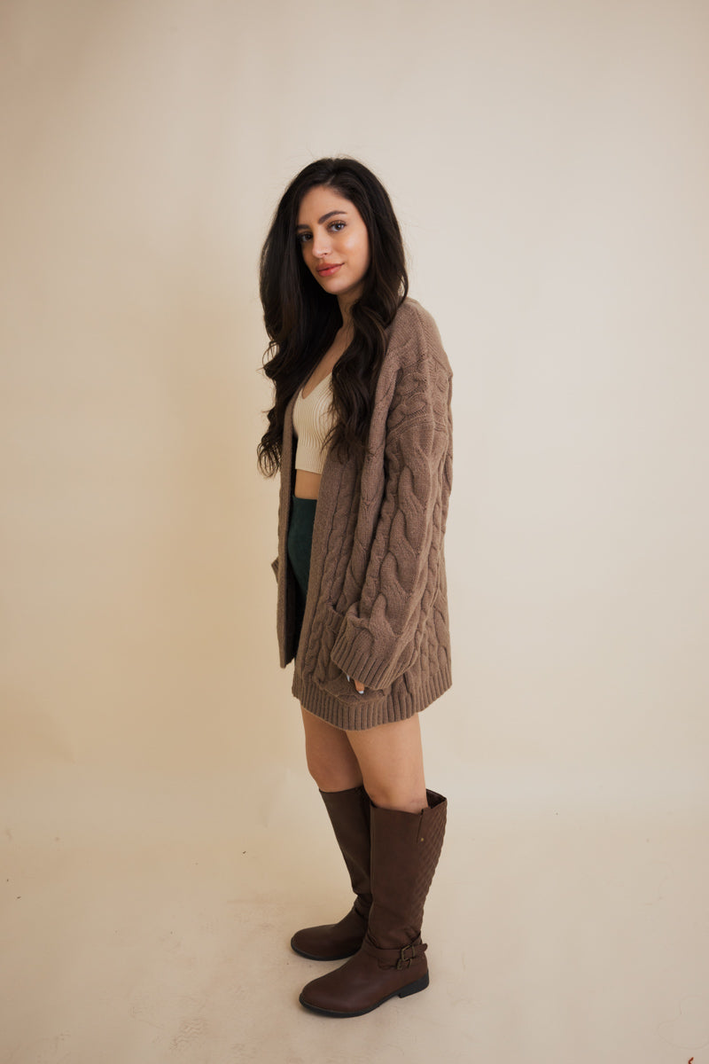 Dreamy Days Cable Knit Open Cardigan-Soul Flow Apparel