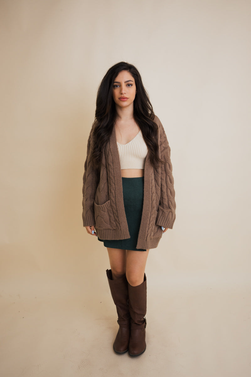Dreamy Days Cable Knit Open Cardigan-Soul Flow Apparel