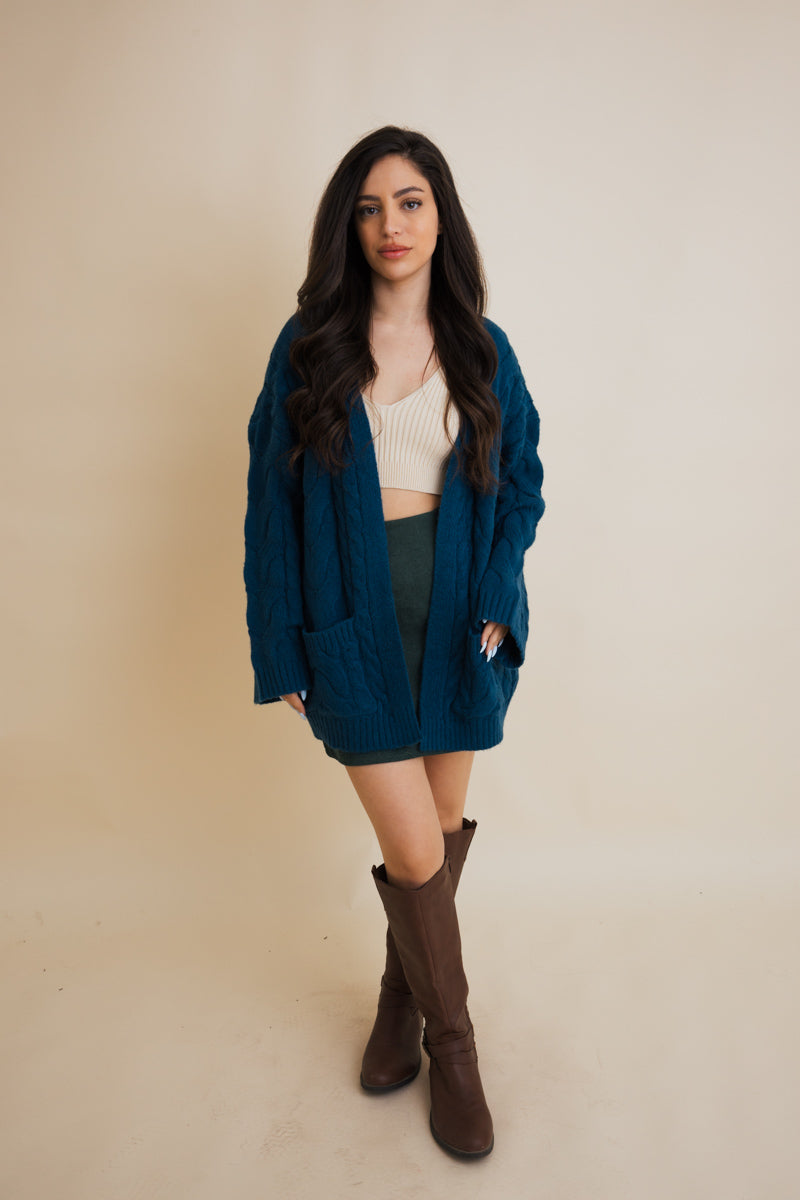 Dreamy Days Cable Knit Open Cardigan-Soul Flow Apparel
