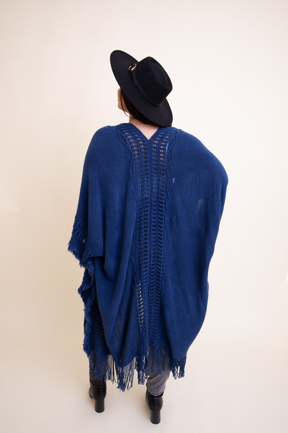Open Work Frayed Bohemian Ruana-Soul Flow Apparel