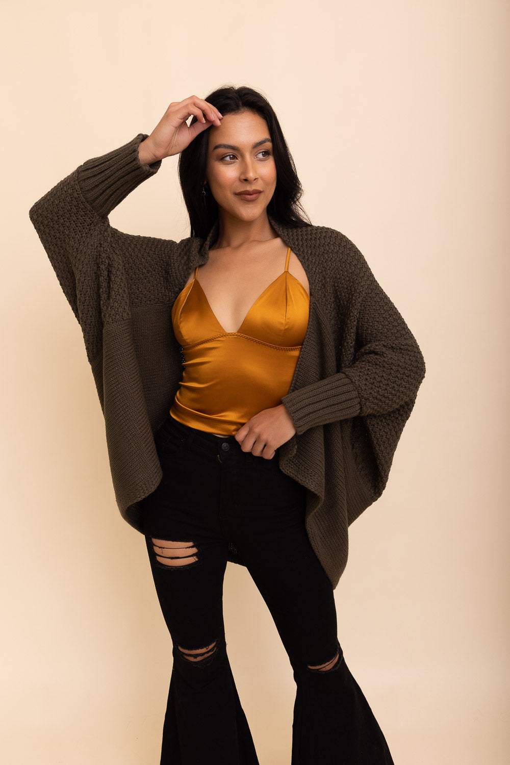 Cuddly Bat Sleeve Knit Cardigan-Soul Flow Apparel