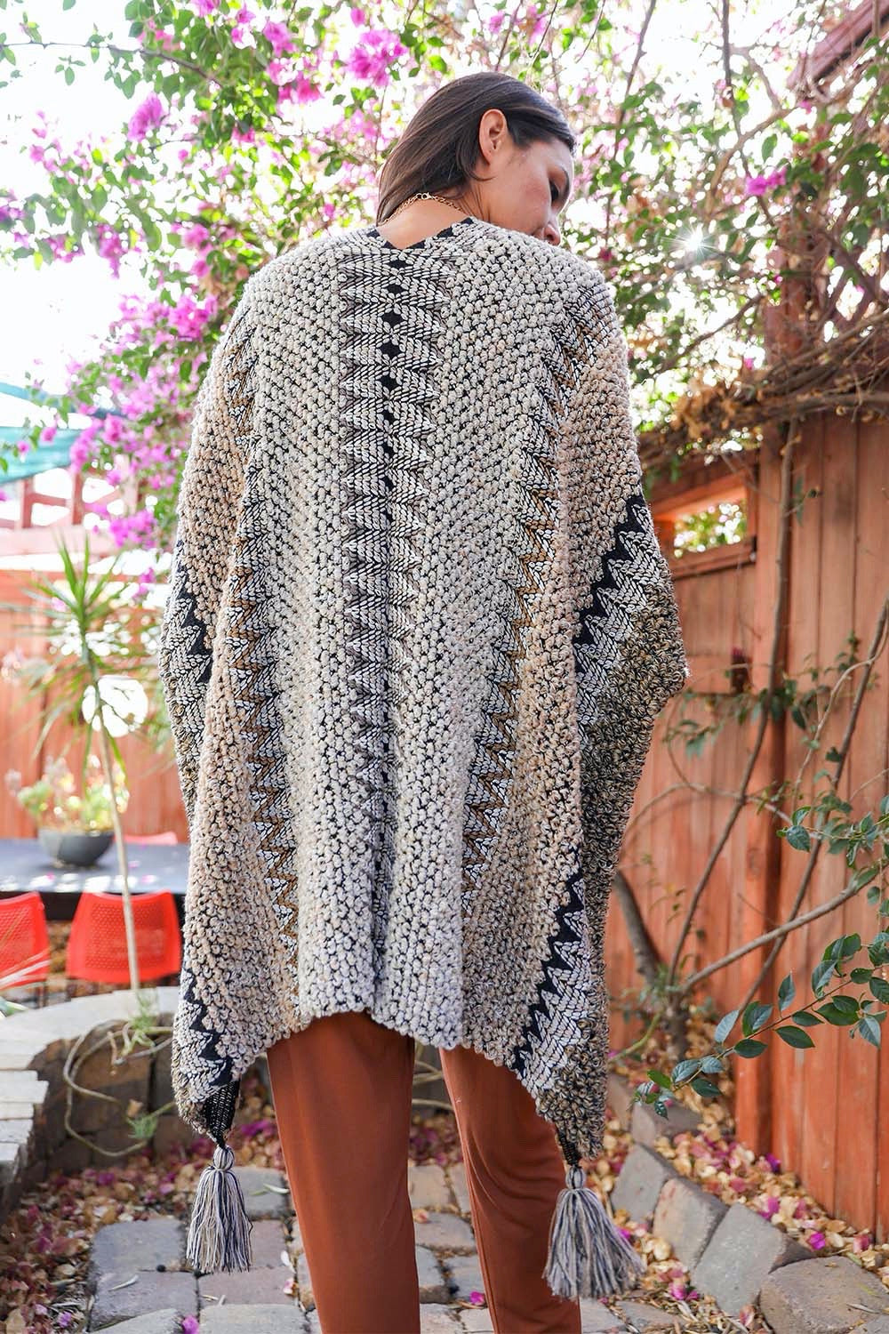 Cuddle Season Crochet Patterned Ruana-Soul Flow Apparel