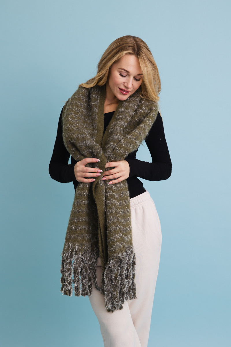 Ultra Soft Chenille Tassel Scarf-Soul Flow Apparel