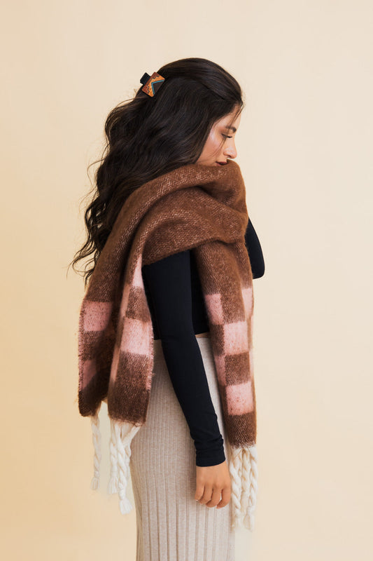 Fall & Winter Chunky Plaid Oversized Scarf with Fringe-Soul Flow Apparel