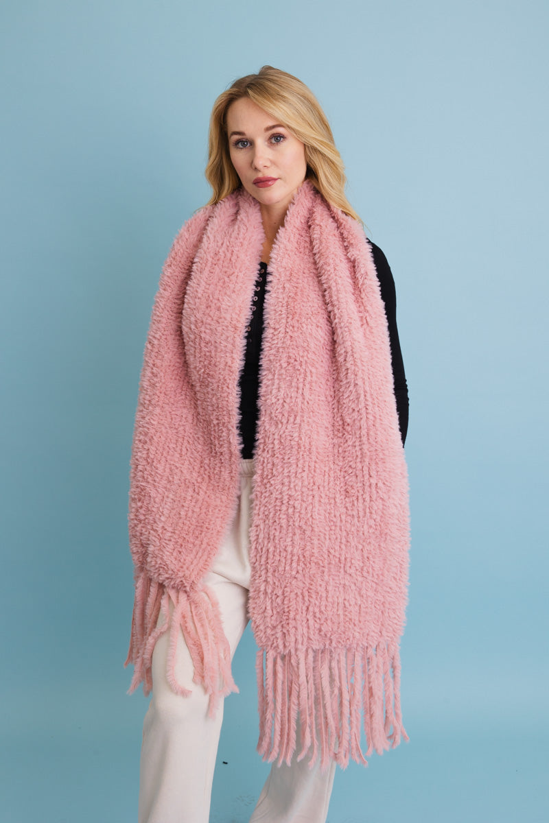 Ultra Soft Boucle Fringe Blanket Scarf-Soul Flow Apparel