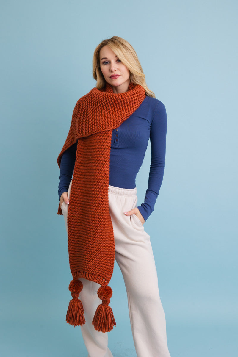 Warm Embrace Knit Scarf with Poms ????-Soul Flow Apparel