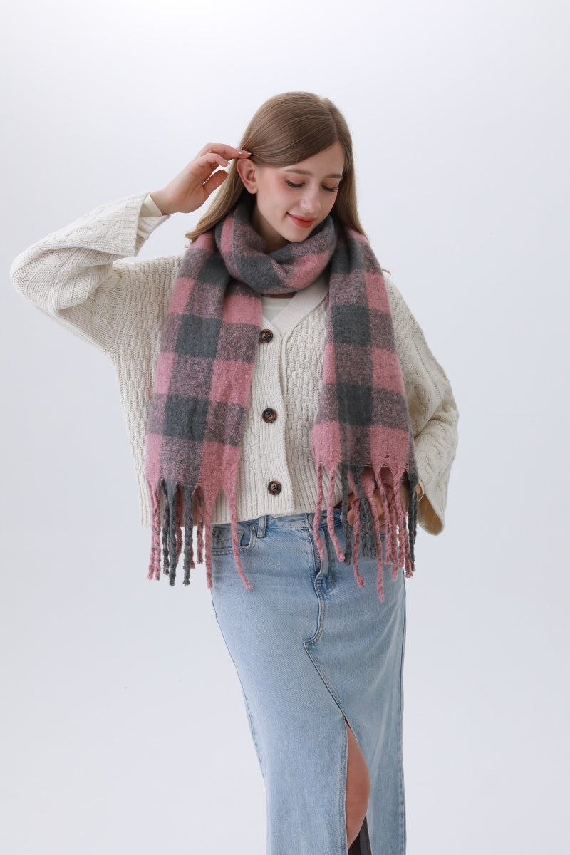 Classic Striped & Checkered Scarf – Timeless Fringe Elegance?????-Soul Flow Apparel