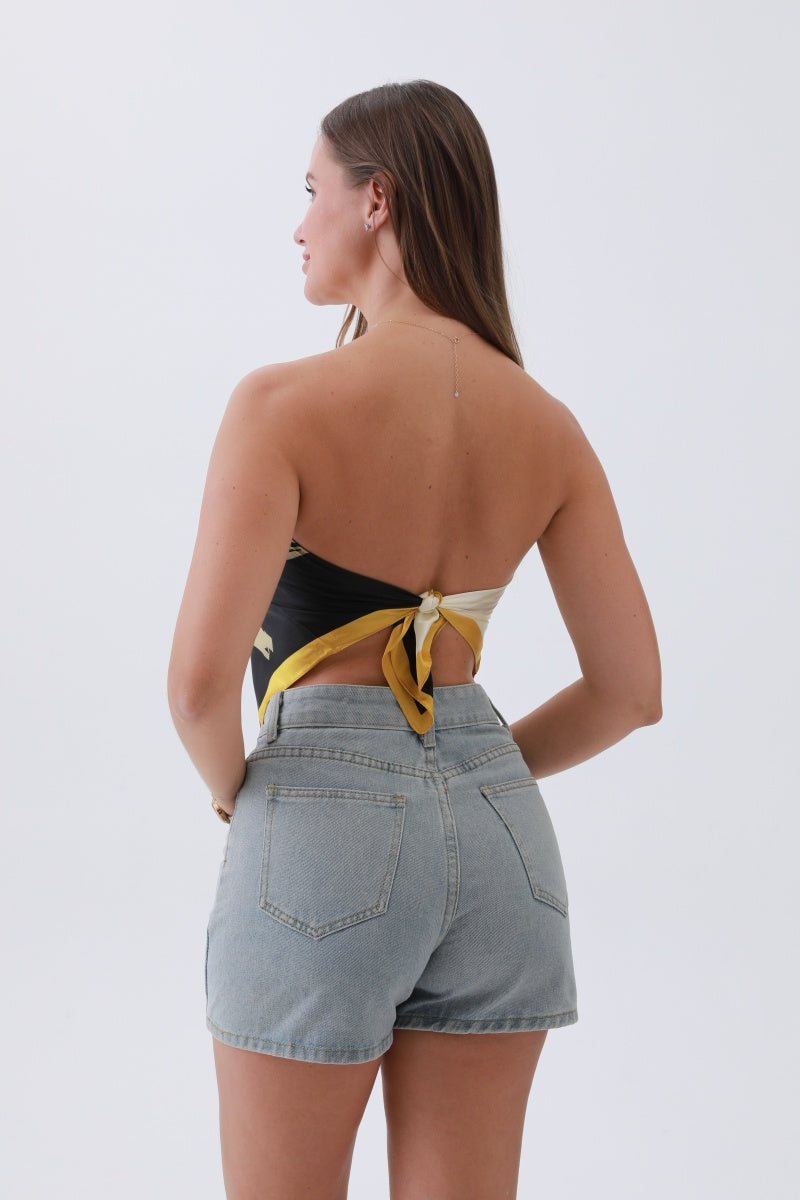 Golden Tulip Bandana – Botanical Opulence in Silk?????-Soul Flow Apparel