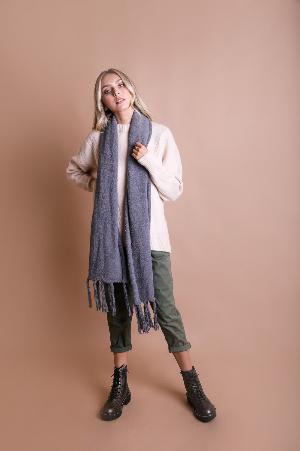 Ultra-Soft Boucle Tassel Scarf-Soul Flow Apparel
