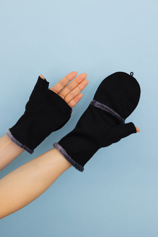 Convertible Faux Suede Fingerless Mittens-Soul Flow Apparel