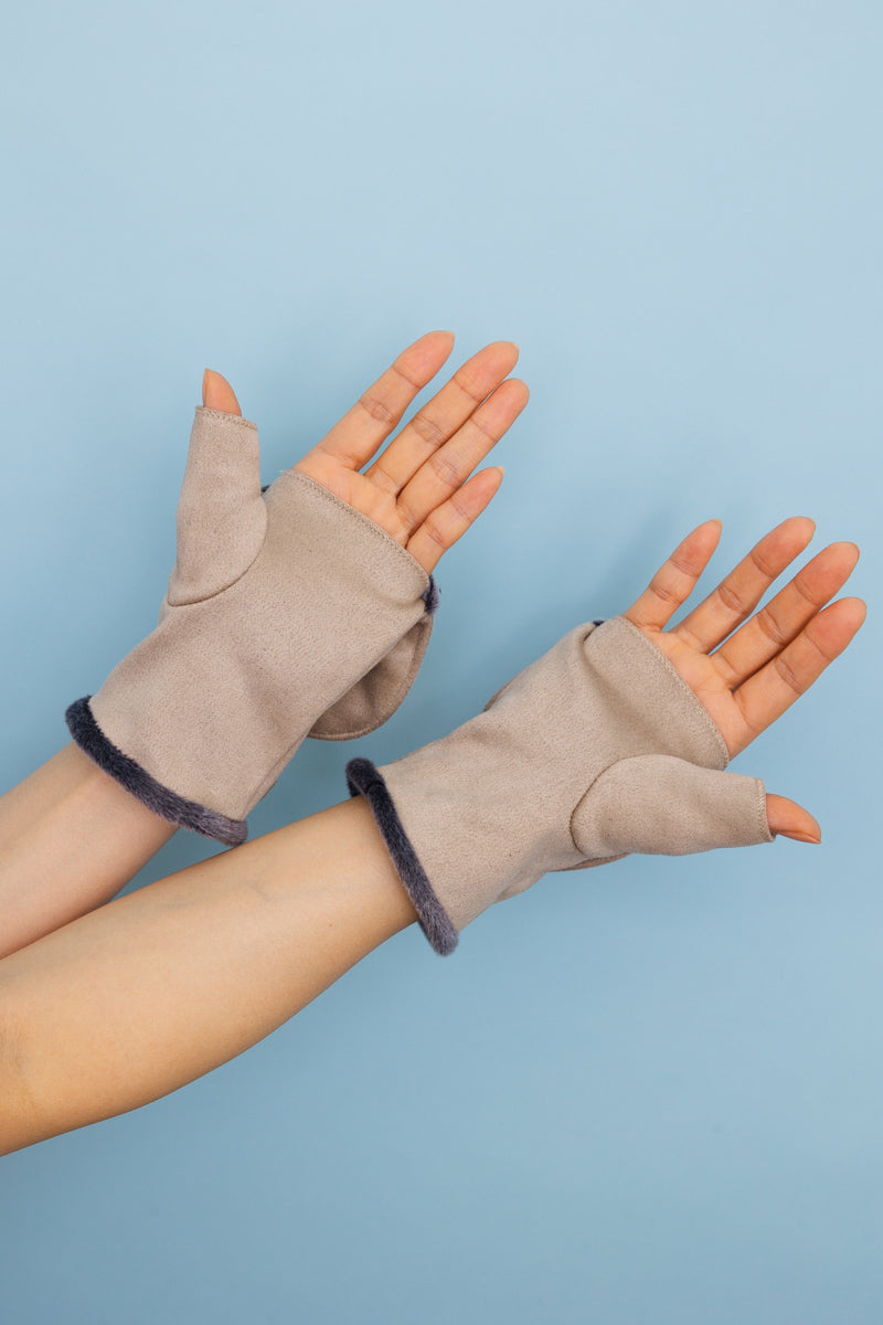 Convertible Faux Suede Fingerless Mittens-Soul Flow Apparel