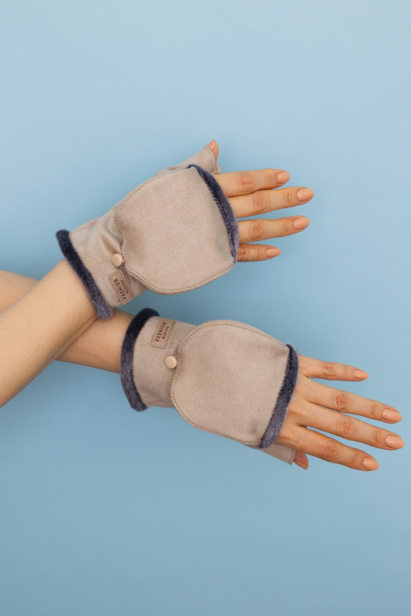 Convertible Faux Suede Fingerless Mittens-Soul Flow Apparel