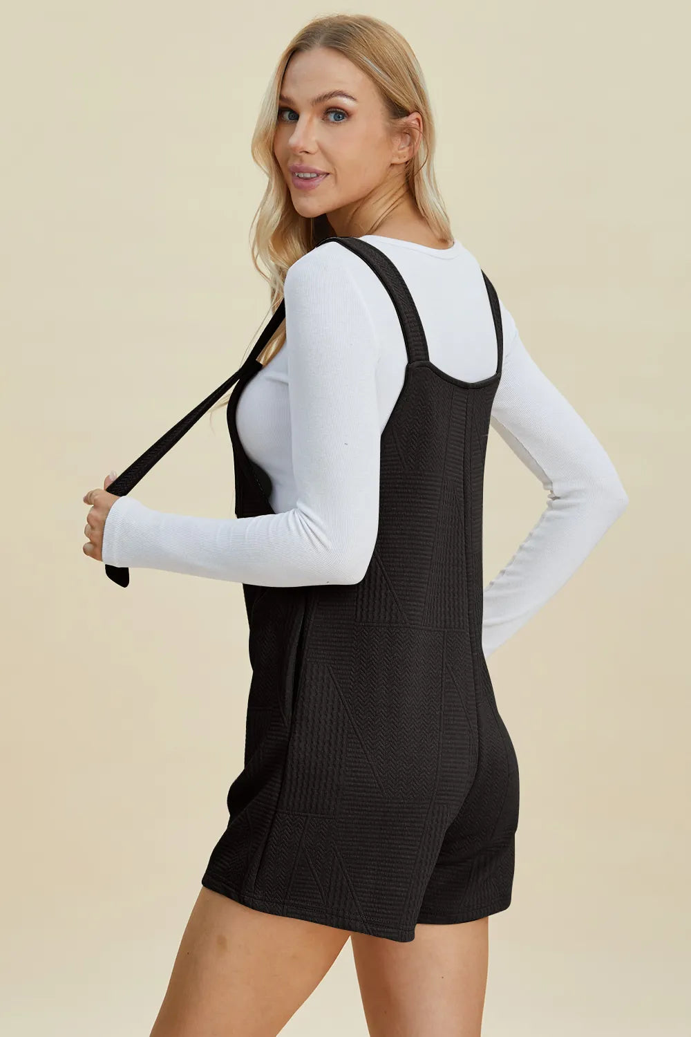 Double Take Full Size Texture Sleeveless Romper-Soul Flow Apparel