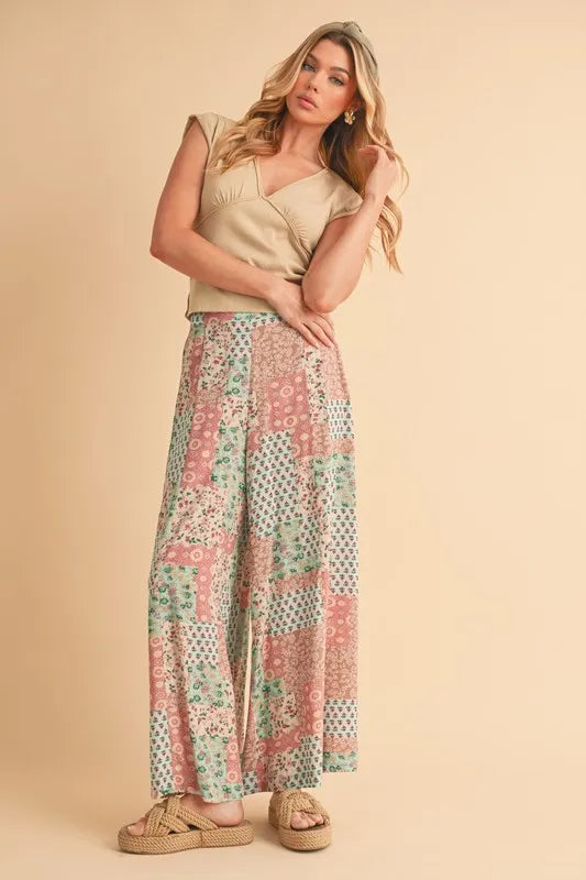Aemi+Co Printed Wide Leg Pants-Soul Flow Apparel