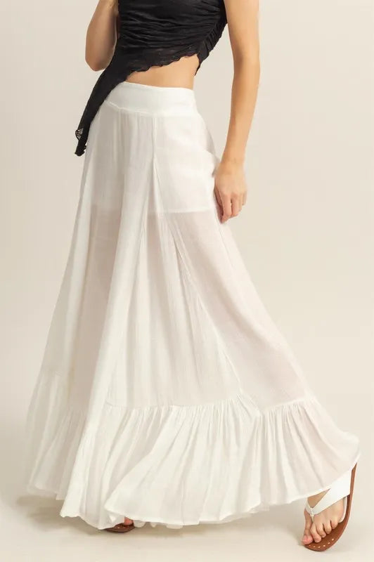 HYFVE High-Waist Ruffle Flared Wide Leg Pants-Soul Flow Apparel