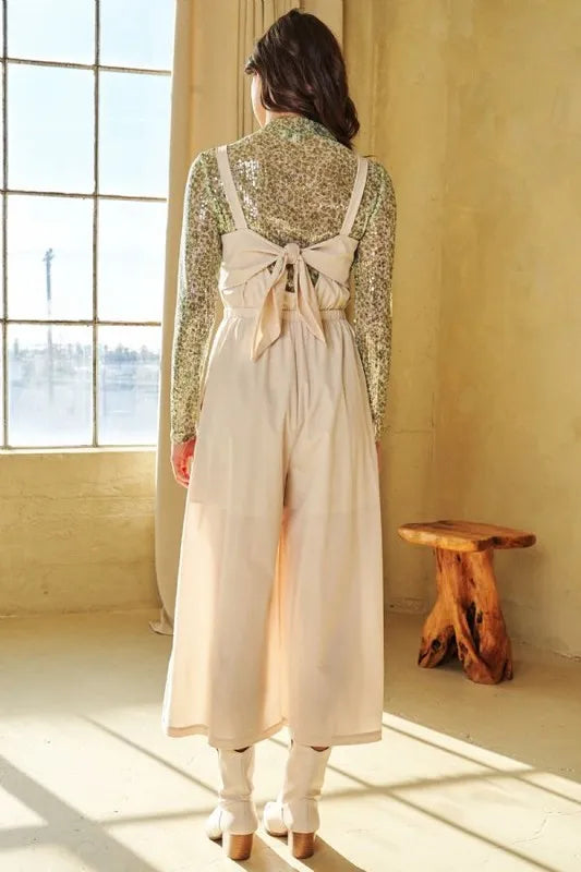 Davi & Dani Creased Wide Legs Elastic Waist Jumpsuit-Soul Flow Apparel