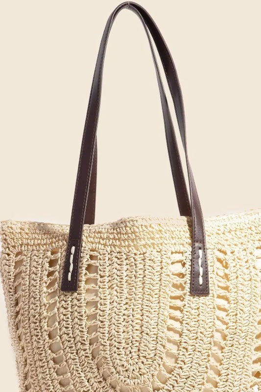 Fame Straw Braided Rounded Tote Bag-Soul Flow Apparel