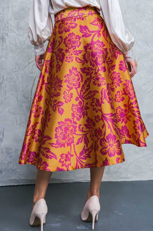 Perfect Refinement Woven Skirt With Self Belt And Side Zipper A Line Silhouette