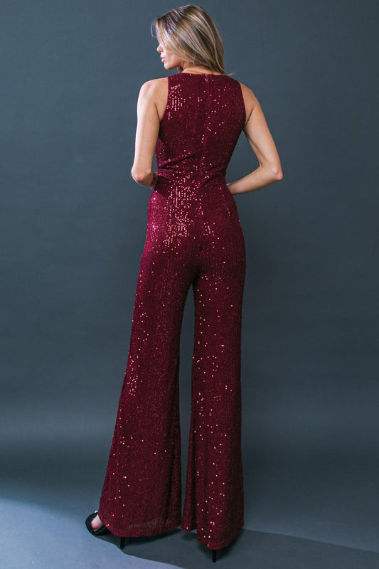 Divine Wanderings Sequin Jumpsuit With Wide Leg Silhouette