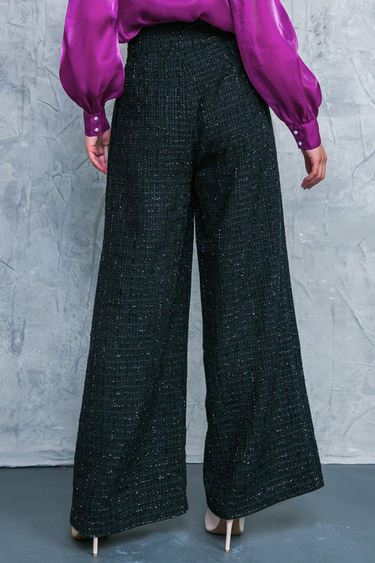 Always Praiseworthy Tweed Pants With Pleated Front And Wide Leg
