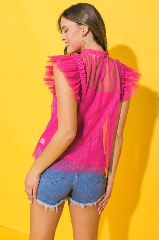You're on My Mind Tulle Top in 20fuc, view 2011 — Soul Flow Apparel