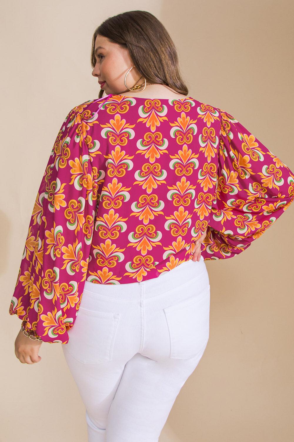 Starting Over Woven Bodysuit Surplice Neckline Smocked Sleeves