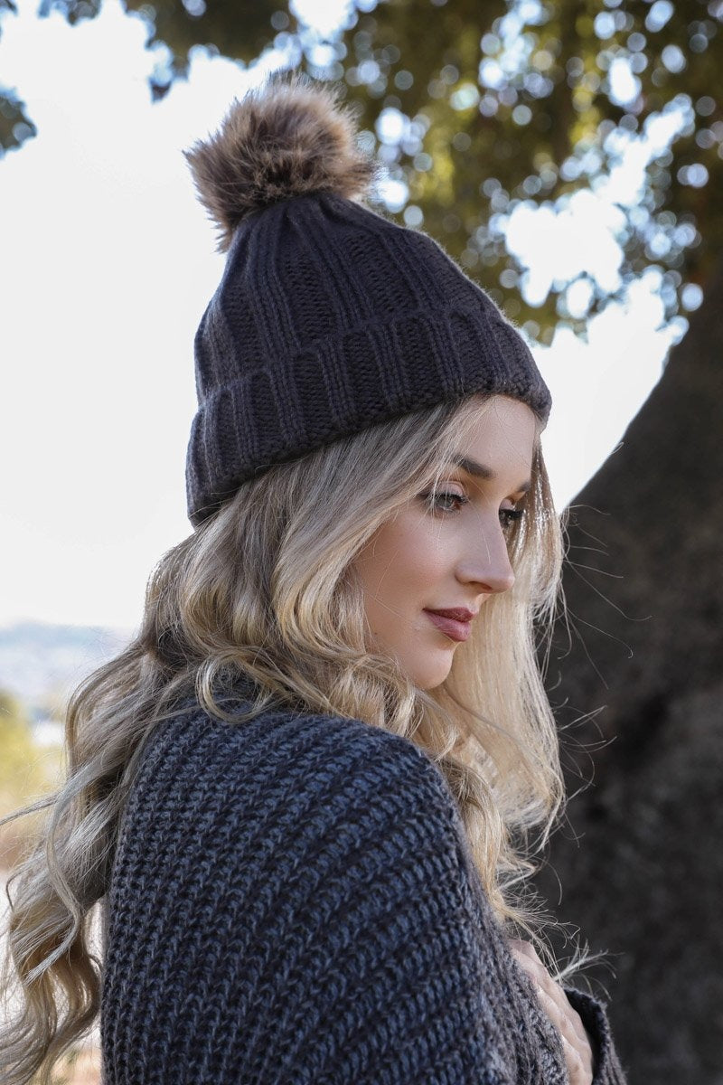Soul Flow Apparel | Boho Basic Ribbed Pom Beanie