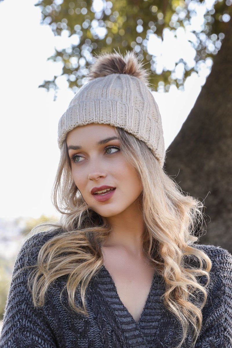 Soul Flow Apparel | Boho Basic Ribbed Pom Beanie