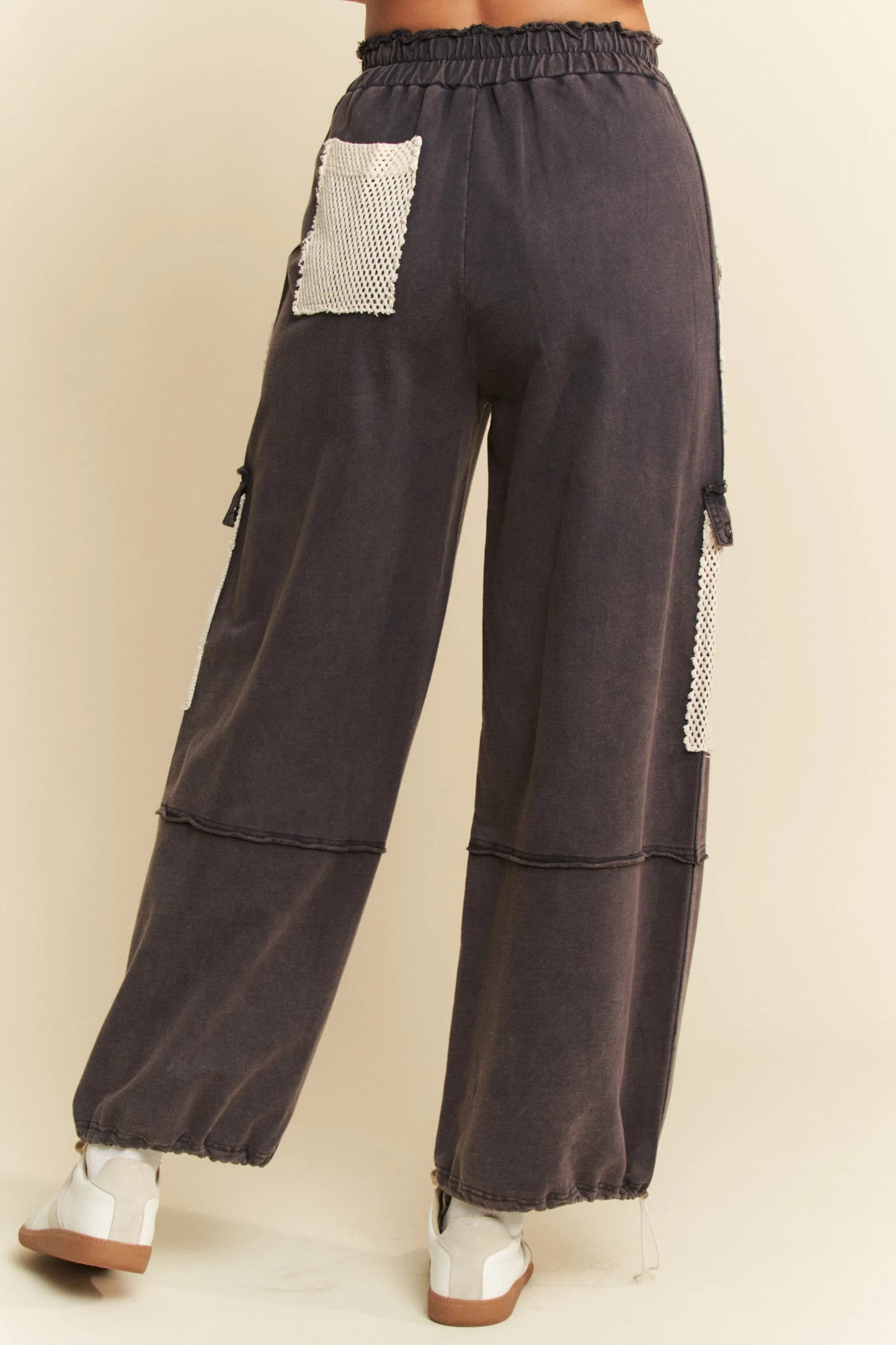 Davi & Dani Lace Patchwork Bottom Opening Adjustable Pants-Soul Flow Apparel